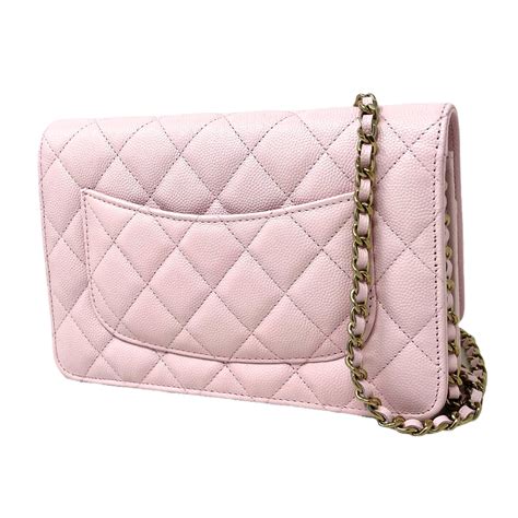 CHANEL Caviar Quilted Wallet on Chain WOC Light Pink